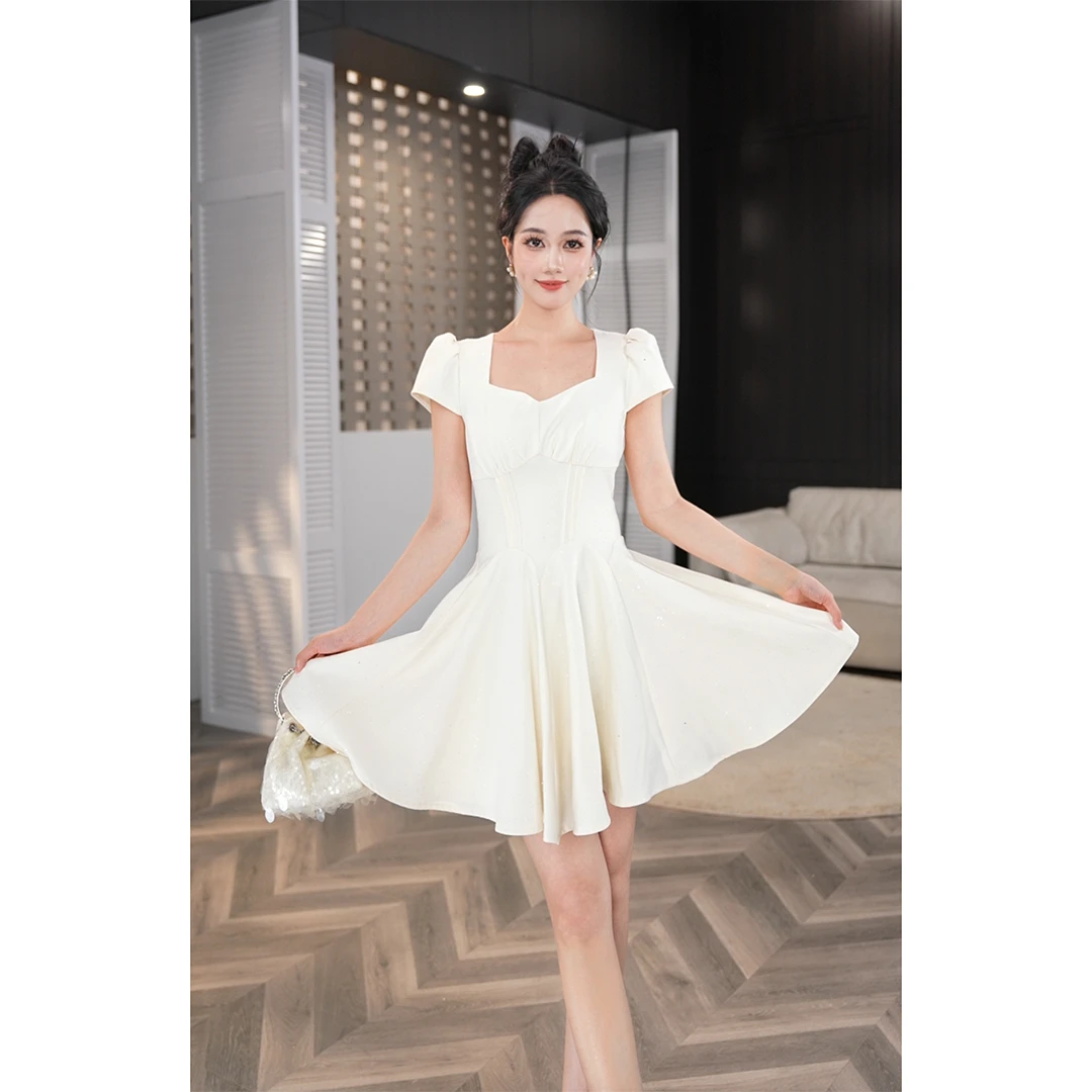 【lulu定制】法式收腰显瘦气质短裙夏季时尚小众名媛连衣裙21743