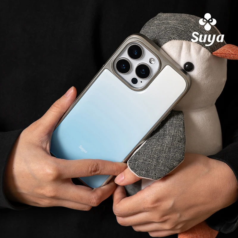 苏雅蓝色渐变苹果15手机壳女生13promax16外壳14新款高级11保护套