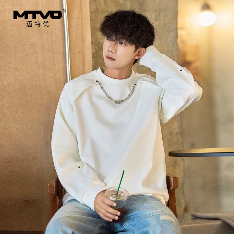 德绒卫衣2025年秋季新款男生潮流时尚百搭休闲宽松长袖圆领卫衣