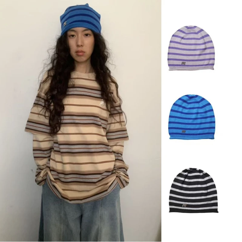 【manzanilla】25秋冬 J25AW120616 三色撞色条纹冷帽