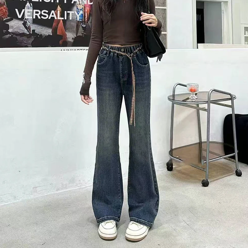 女童裤子秋季外穿洋气2025新款中大童喇叭裤长裤秋季儿童牛仔裤潮