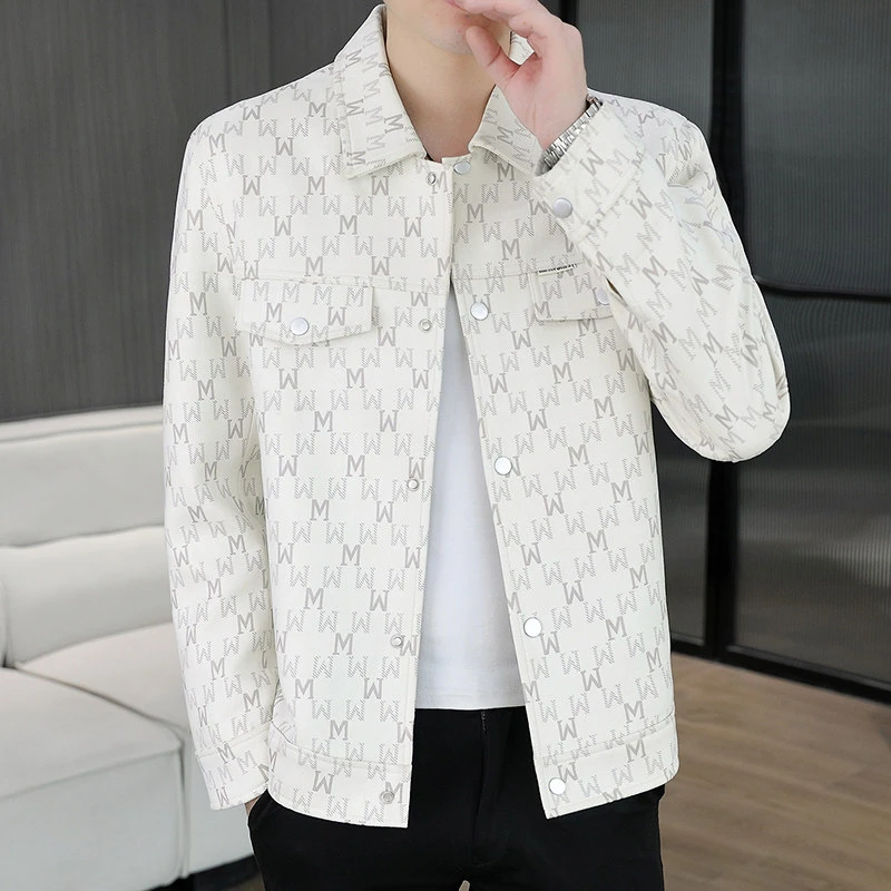 男士高档麂皮绒外套翻领秋季新款韩版修身潮流休闲短款帅气夹克男