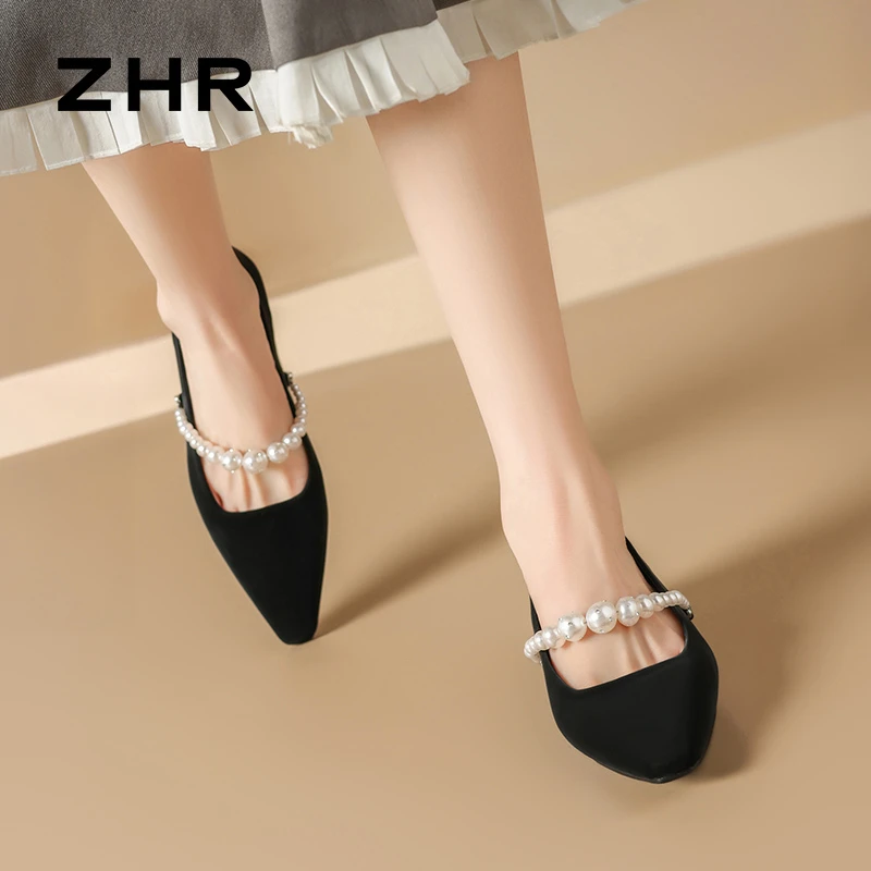 ZHR/则则法式外穿单鞋女2025夏季尖头浅口配裙子一脚蹬玛丽珍女鞋