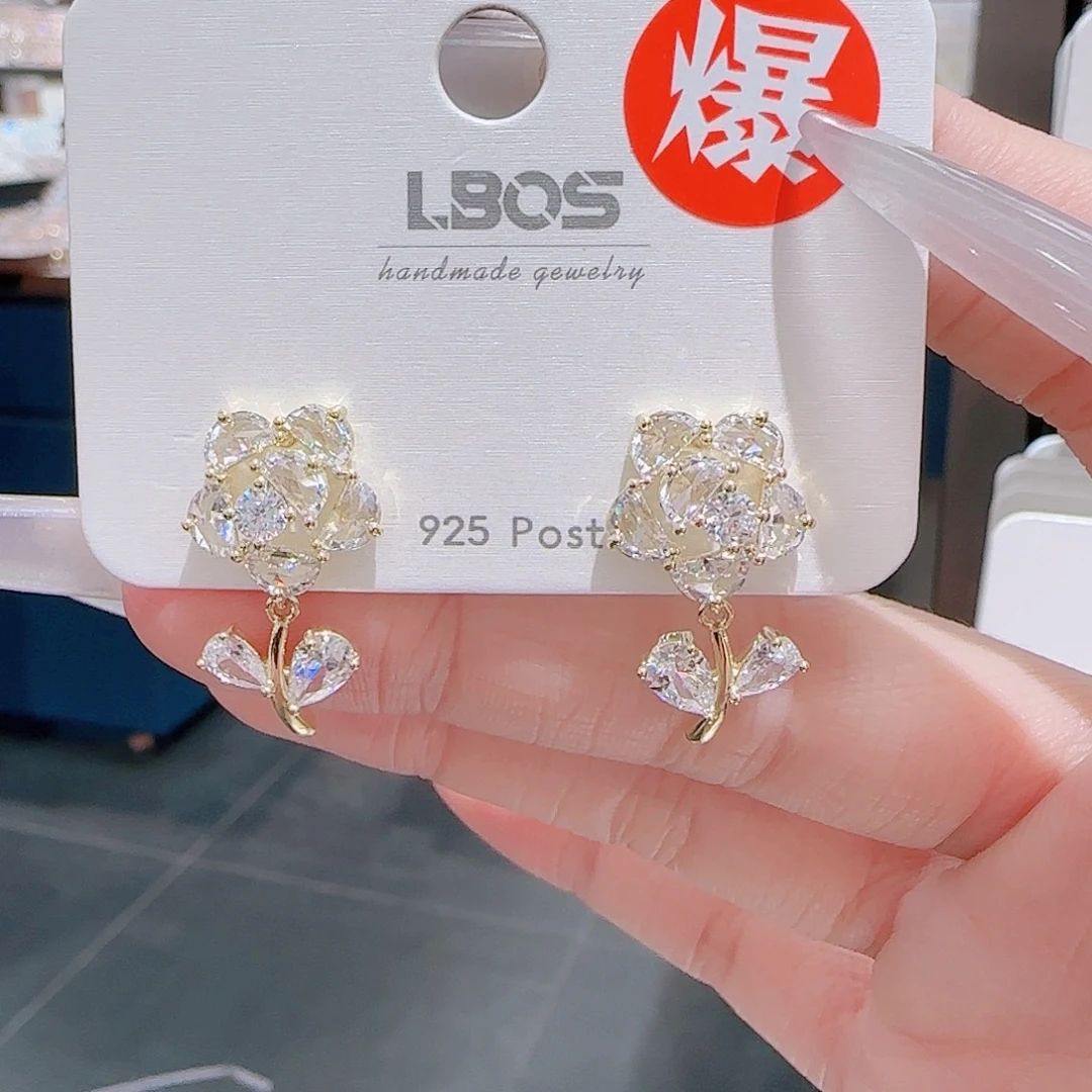 锆石铜合金925银耳环