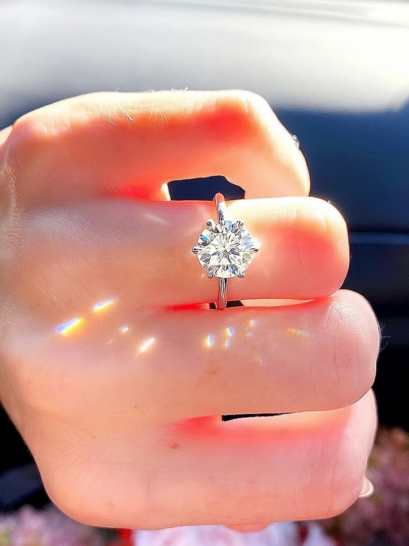 925银莫桑石银制品 【周家六爪】0.5-3克拉时尚轻奢百搭女婚戒首饰