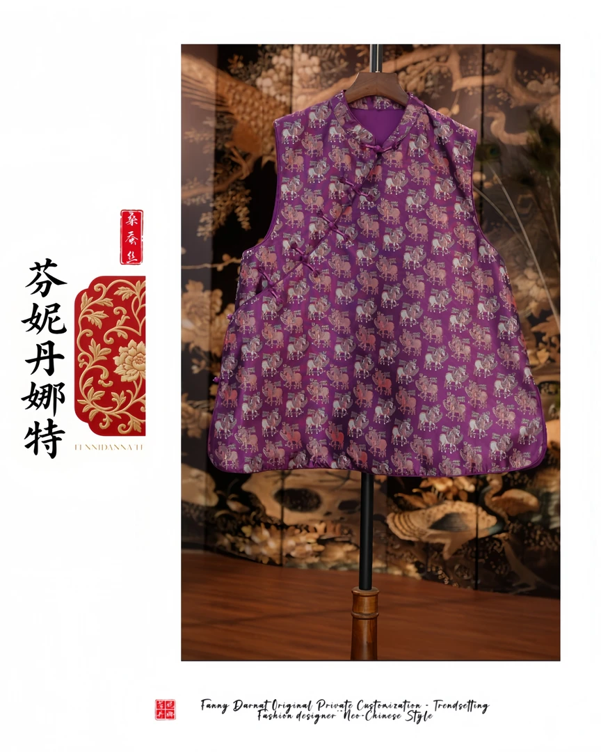 新款马甲提花无袖上衣复古唐装国潮新中式褂子6003