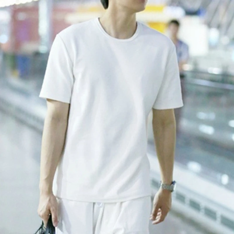 男士短袖t恤纯色圆领宽松夏季潮牌明星同款打底衫半袖纯棉上衣