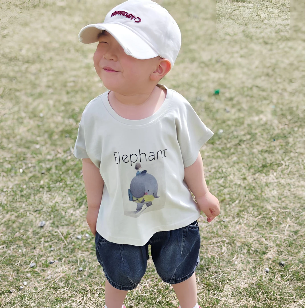 2025款森系大象T男童短T韩版宝宝洋气