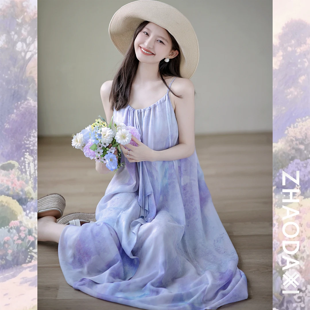 【赵大喜】夏日乐悠悠吊带裙 | 100真si乔其