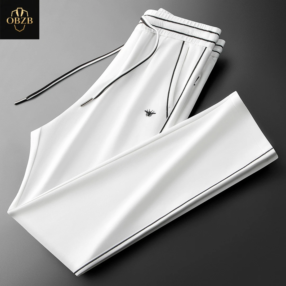 夏季高端冰丝太空棉莫代尔休闲裤男士直筒运动卫裤潮牌男款长裤子