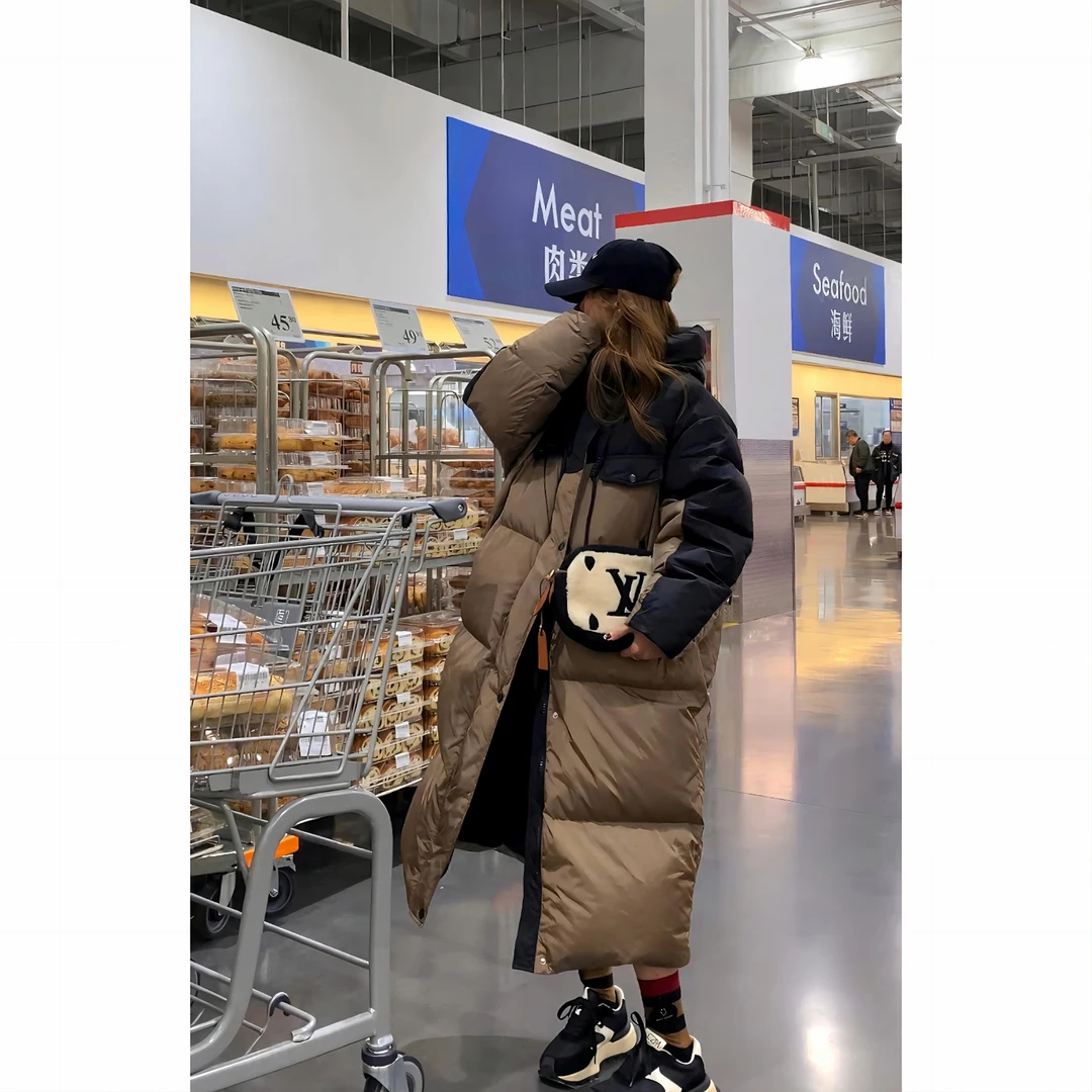 FEILIKA 黑金羽绒服轻奢高端设计感外套长款羽绒服6337