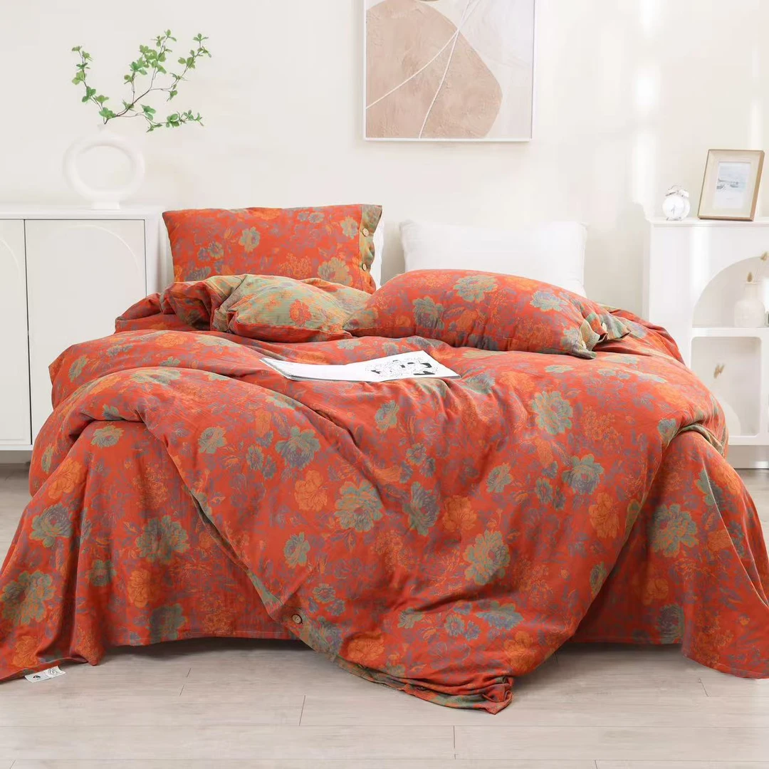 【床单】橘色大牡丹 2.45*2.5米床单 成品床单