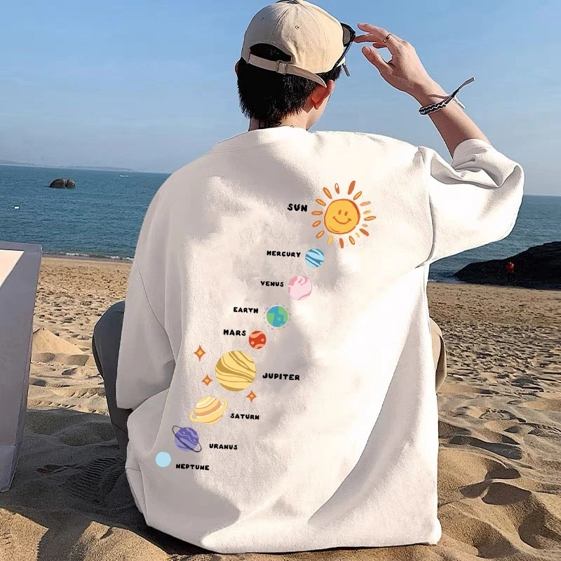 美式100%纯棉夏季短袖t恤男女ins潮牌百搭半袖宽松大码青少年上衣