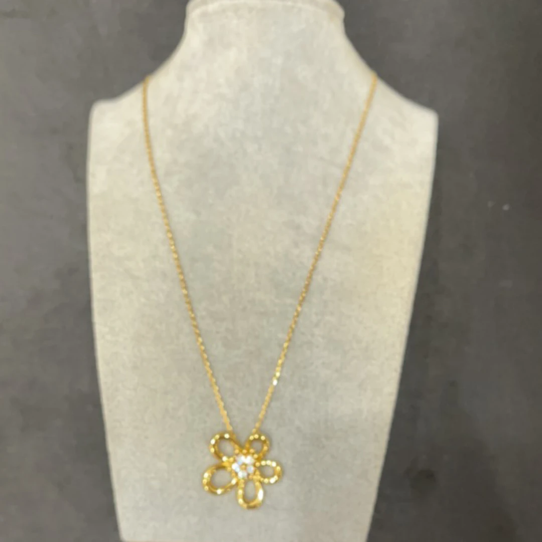 铜合金项链 新款太阳花金色光面锁骨链送女友