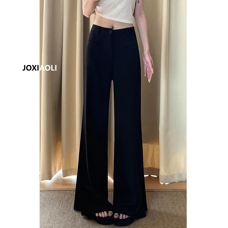 黑灰色高级感西装阔腿裤女2025早秋新款高腰显瘦垂感休闲直筒裤