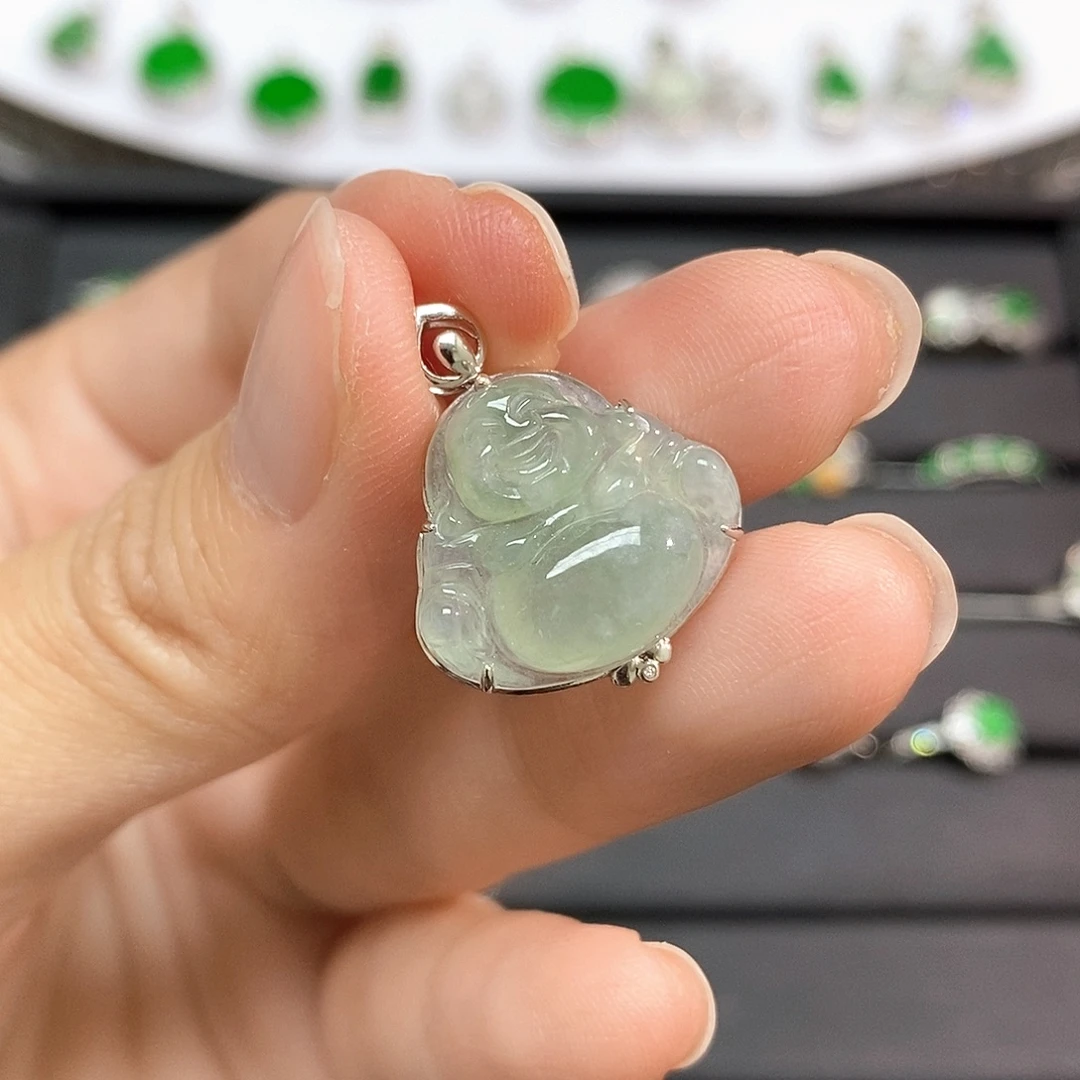 翡翠18K金镶嵌吊坠(不含链)