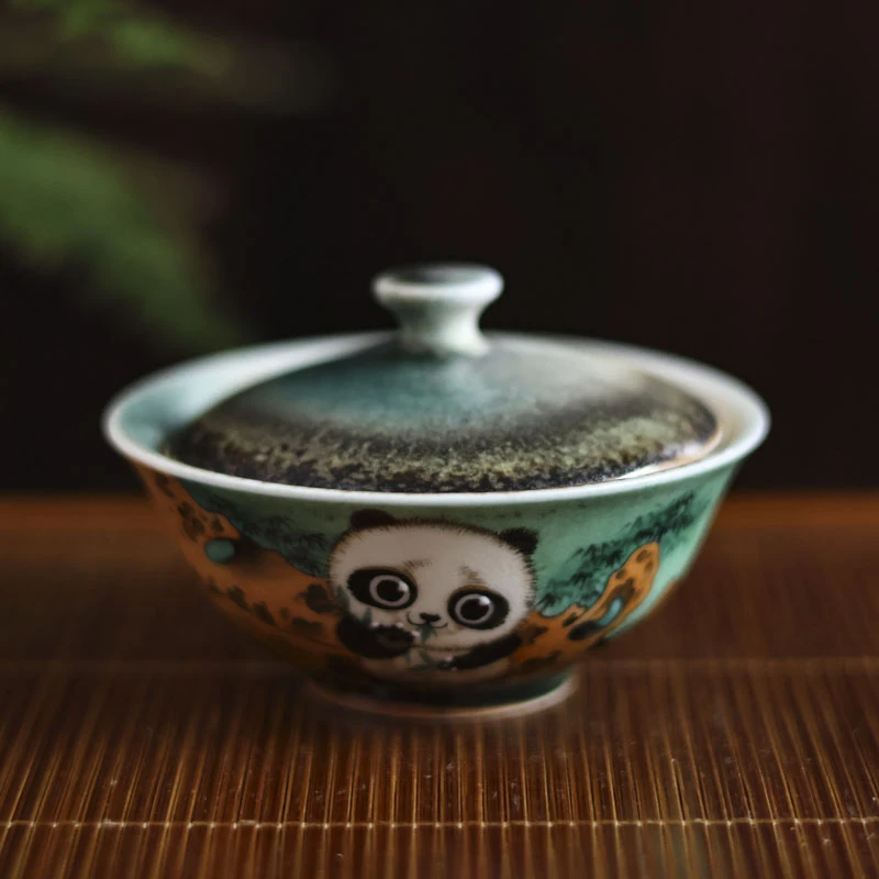 【非遗好物】熊猫二才盖碗（蕉白S0010）