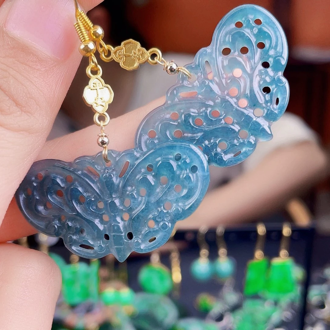 翡翠未镶嵌耳饰饰品