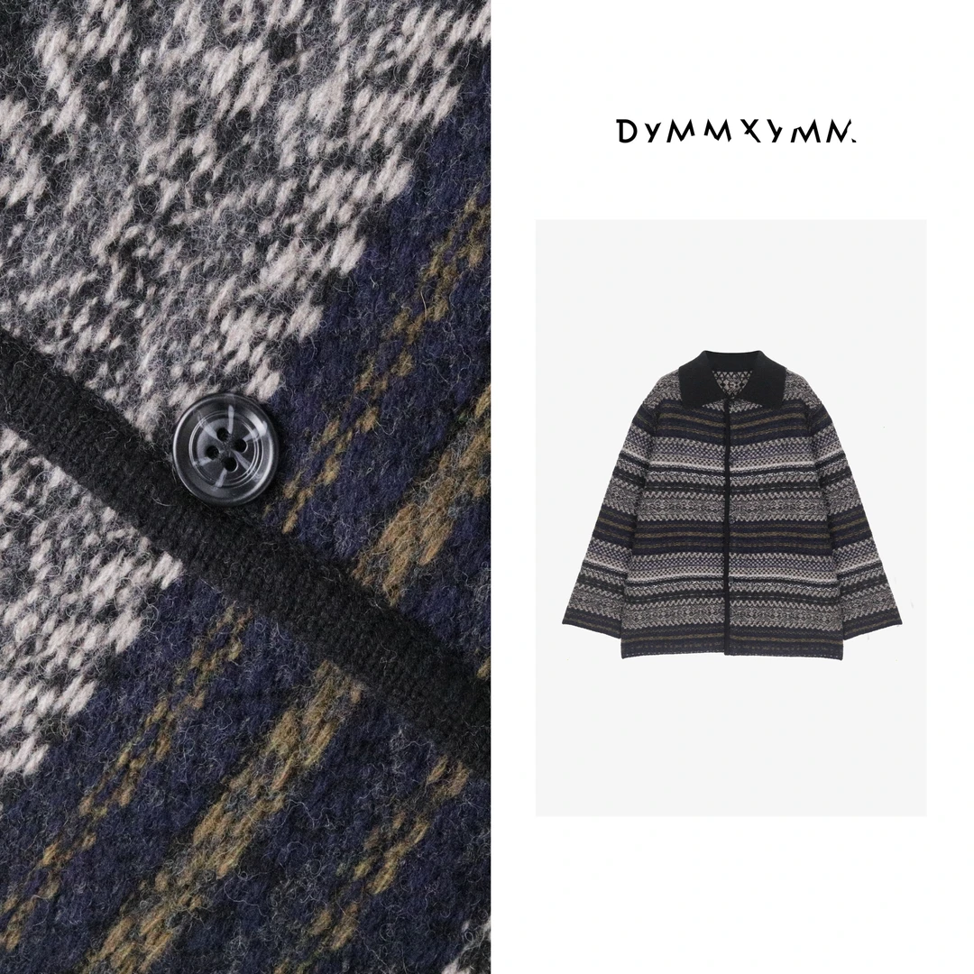 【DYMMXYMM】-《北海道》-【黑标】PR.秋款条纹毛毯镶边外套-5FWY6439