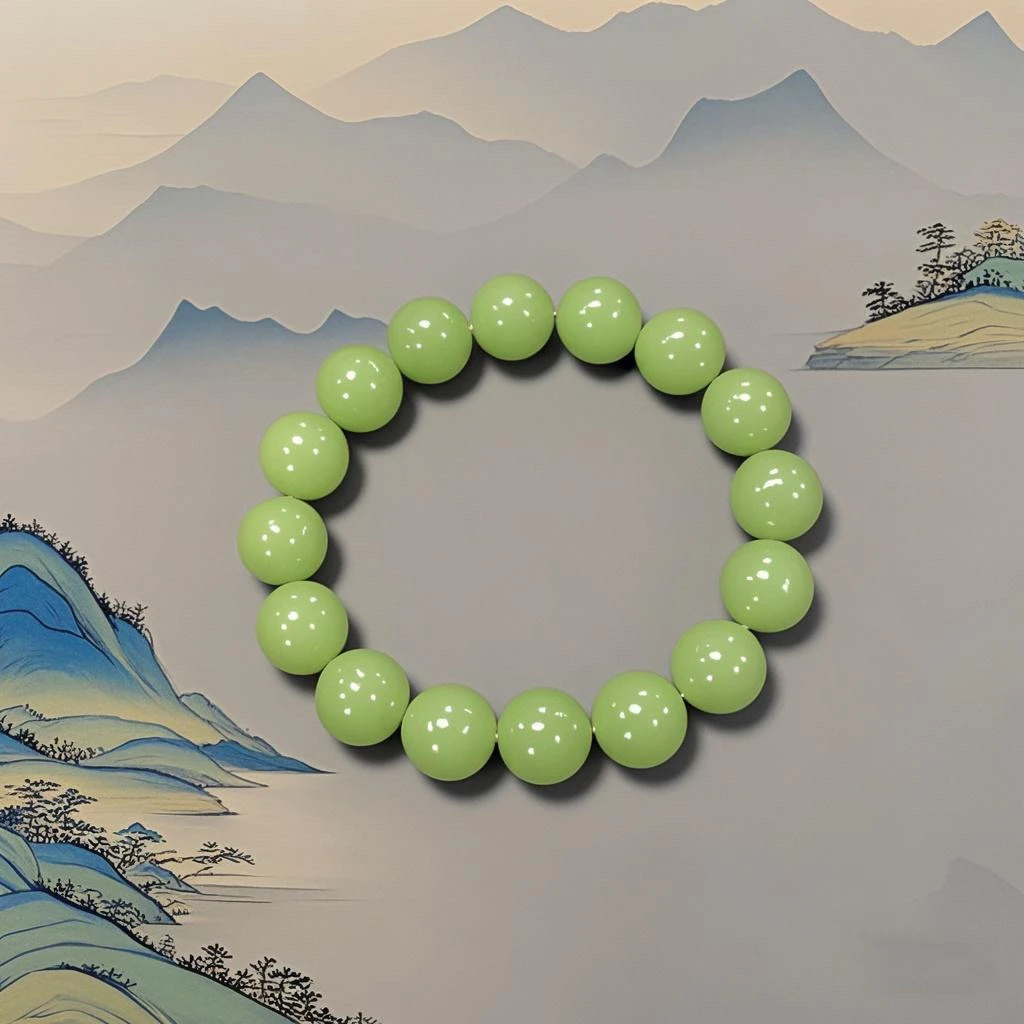 天然高品质翠青满翠手串稀有收藏级直径约12mm