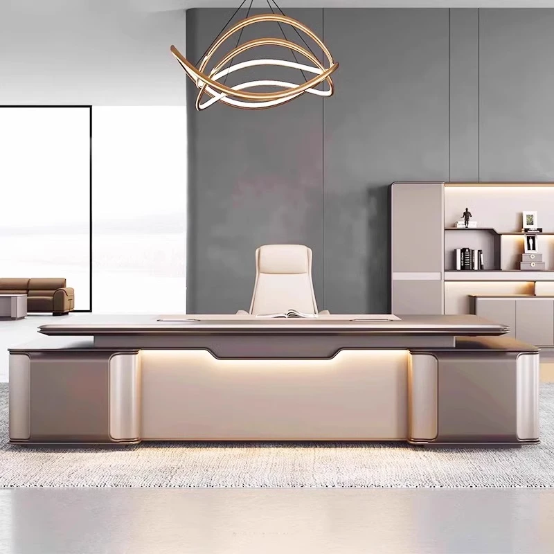 老板办公桌简约现代经理桌总裁桌高端董事长大班台轻奢老板桌椅