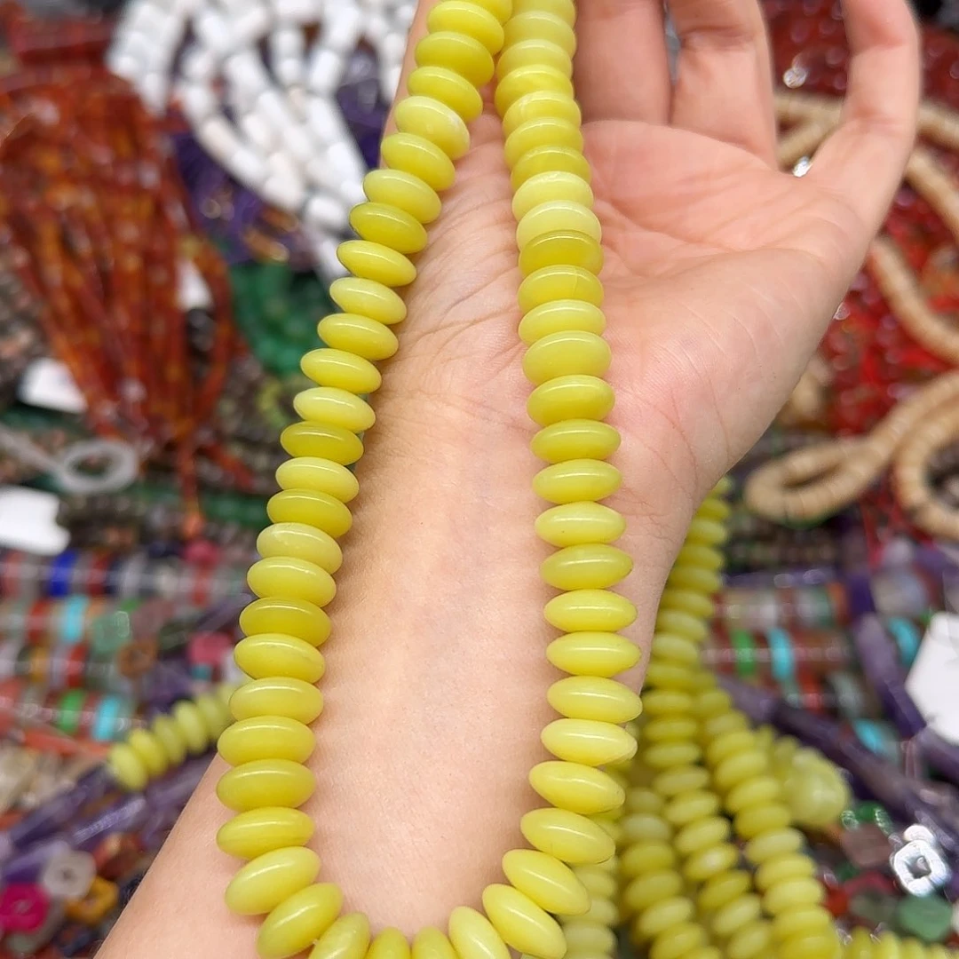 玛瑙/玉髓合金珠宝半成品岫玉11mm一条飞碟