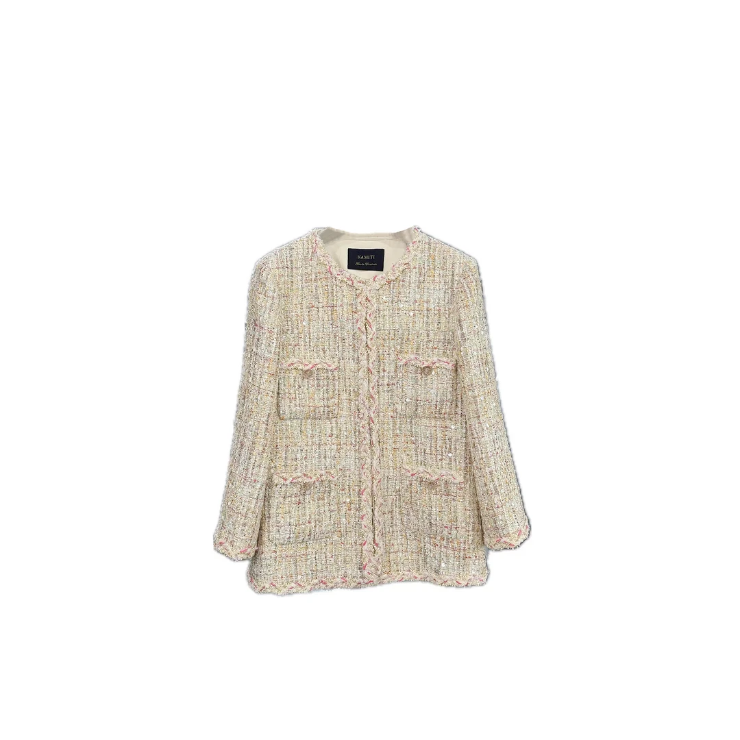 【樱花】2025早秋设计师高级感时髦定制特种纱小香风彩色粗花呢外套