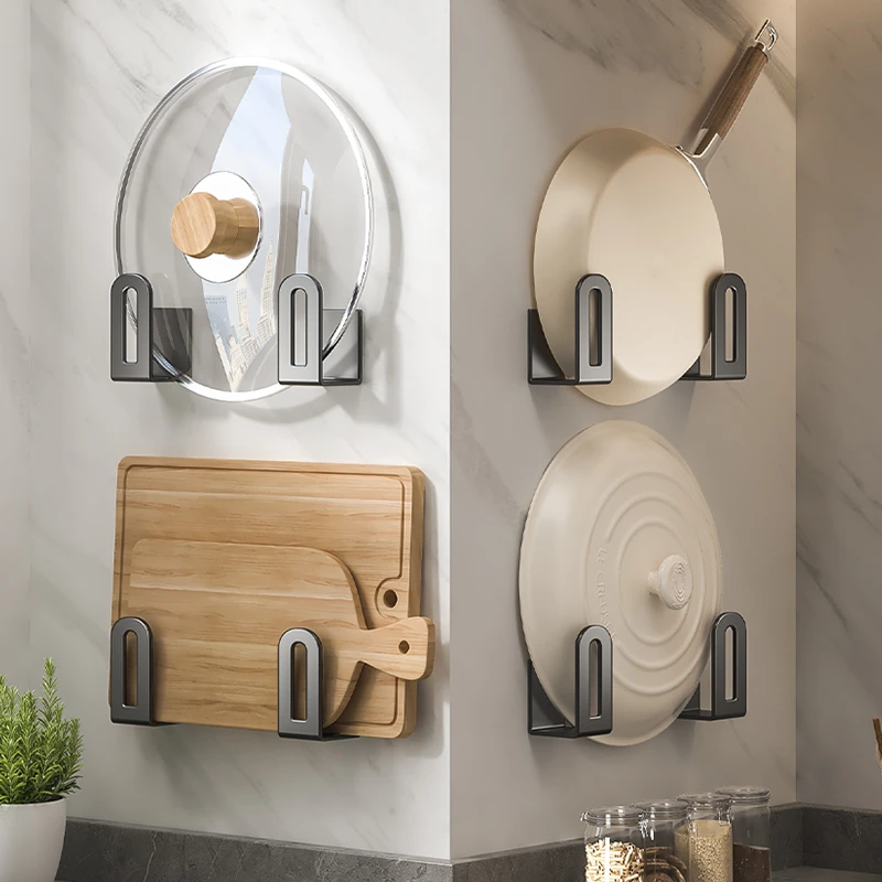 免打孔锅盖架厨房置物架壁挂式放菜板砧板多功能墙上收纳神器架子