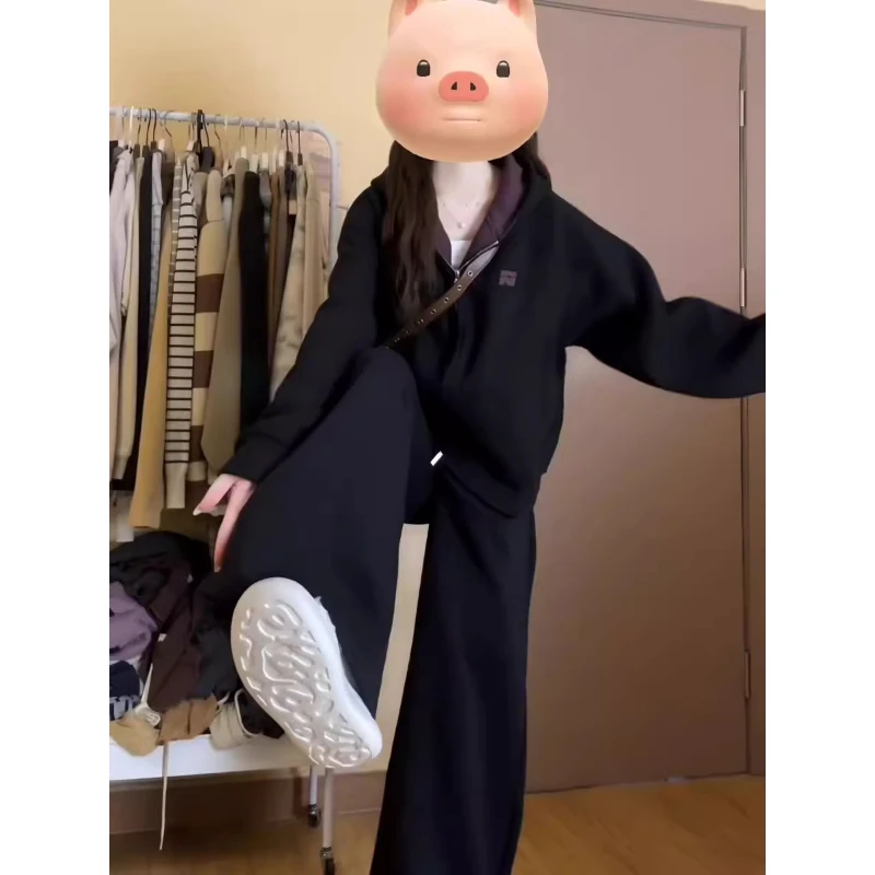 慵懒风运动服套装女秋季学生韩版宽松显瘦时尚连帽卫衣休闲两件套