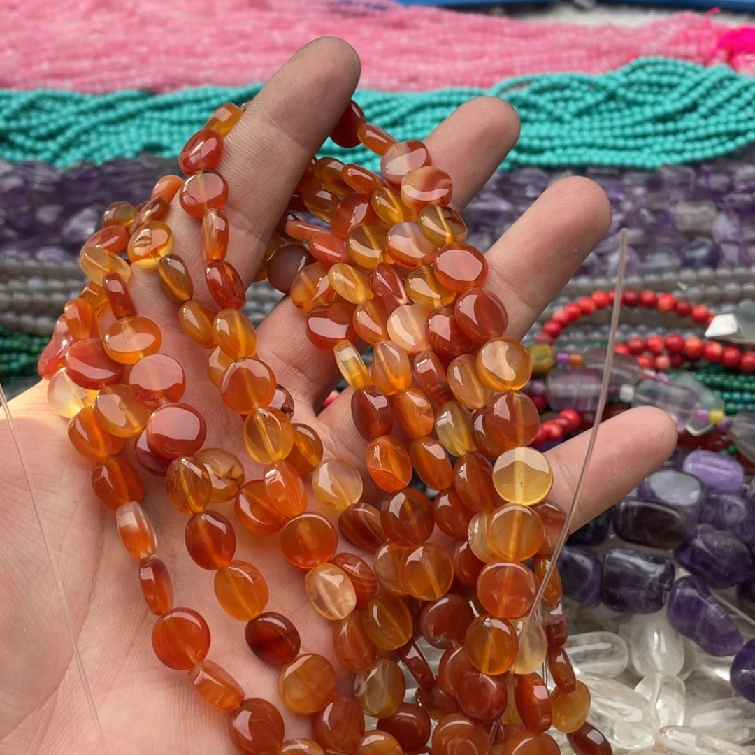 玛瑙/玉髓珠宝半成品未镶嵌一条装卡10mm红玛瑙圆片