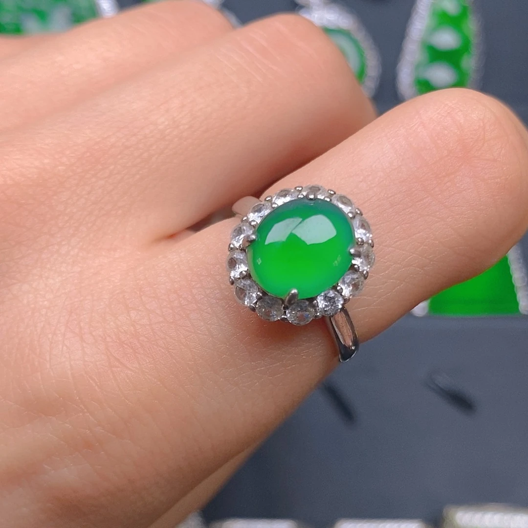 银S925镶嵌戒指翡翠