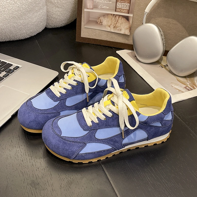 真皮透气内增高德训鞋女2025夏新款双鞋带休闲百搭运动阿甘鞋