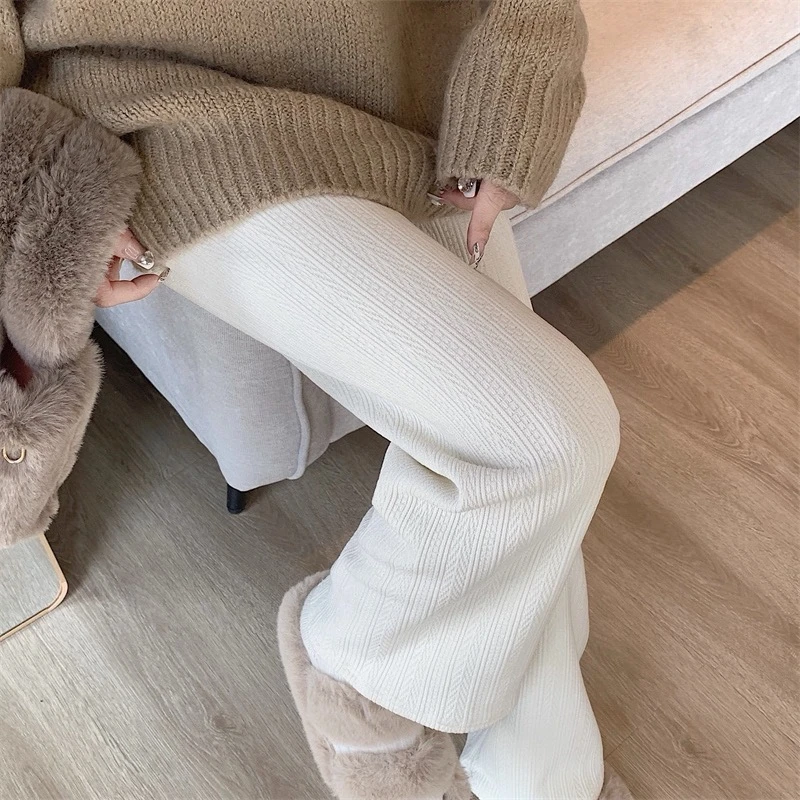 NN3532-时尚女装设计感加宝宝绒休闲裤法式气质显瘦洋气百搭