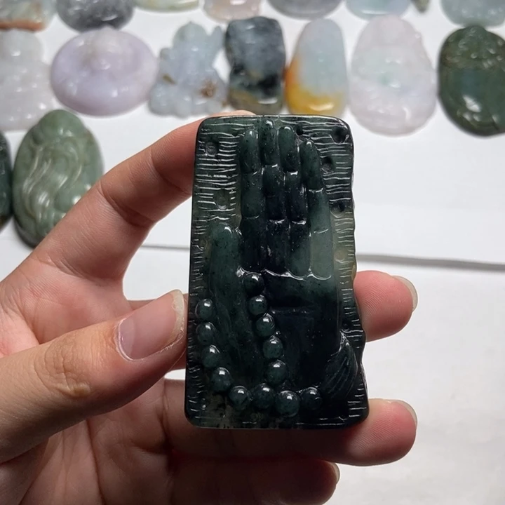 翡翠未镶嵌颈饰佛手24