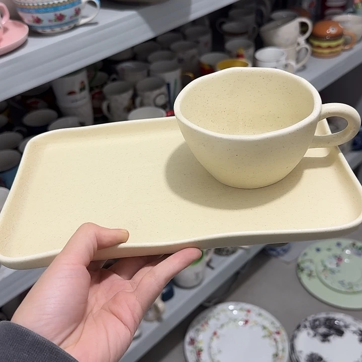 外贸尾单微瑕早餐杯碟一套