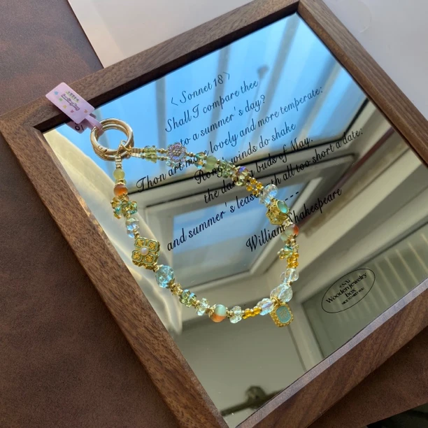 2676橘绿中式新年手作原创手机链