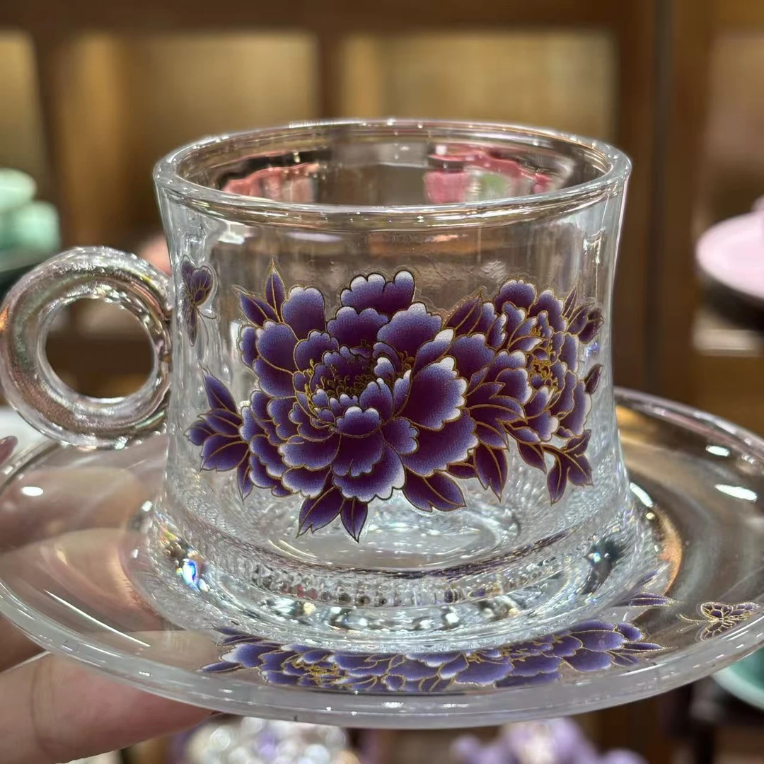 当代玻璃 国色牡丹-可变色咖啡杯垫A13423