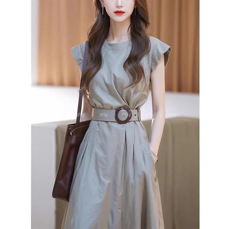 纯欲慵懒风格夏2025冷淡系灰色高级感显瘦收腰甜美可爱连衣裙女装