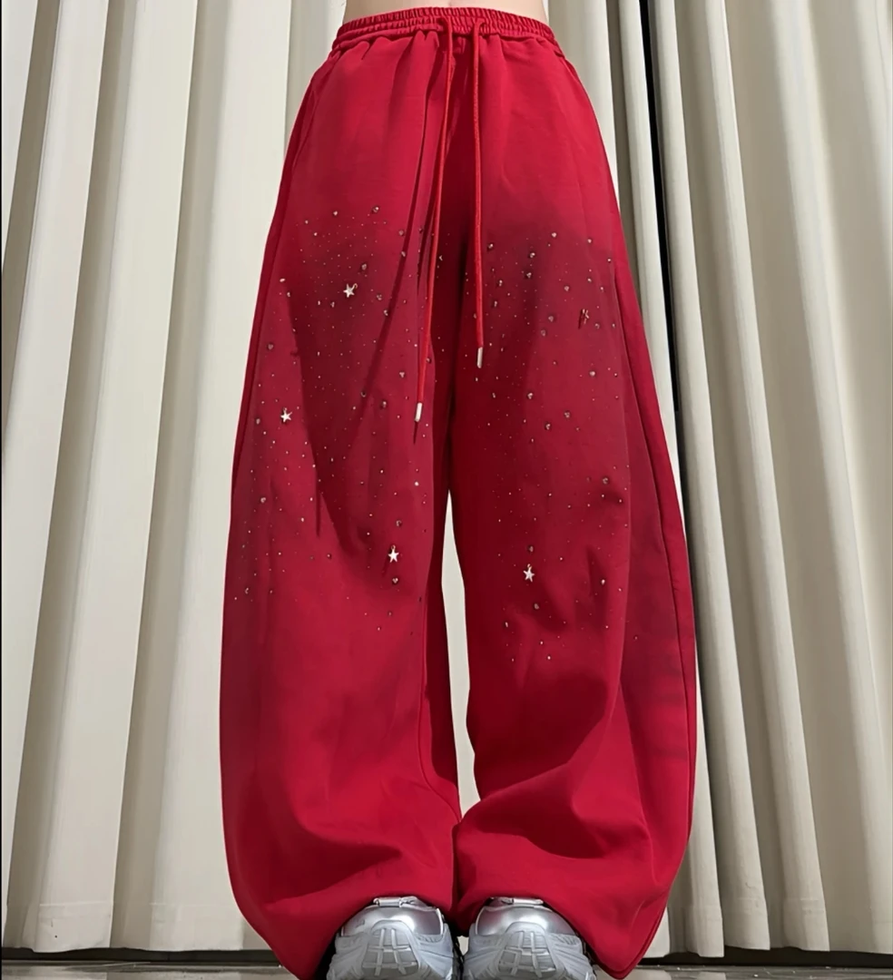 新款上市2558款烫钻渐变阔腿裤显瘦超美弯刀裤休闲裤广场舞曳步舞