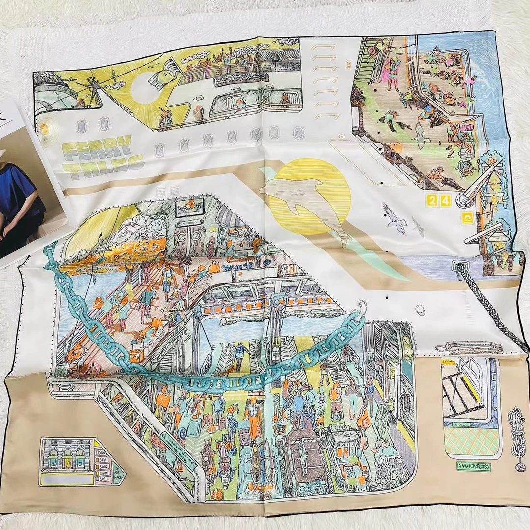 【远航】90cm 100%桑蚕丝16姆米斜纹大方巾丝巾