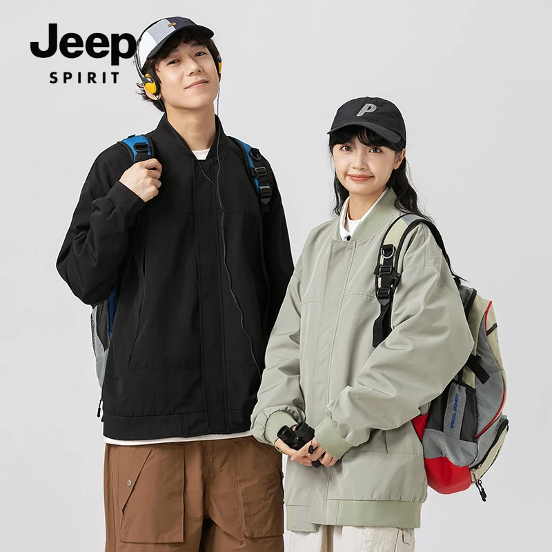 JEEPSPIRIT吉普复古高街夹克春秋新款宽松休闲设计感棒球服外套衣