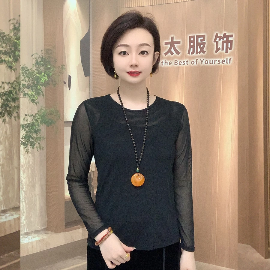 净版圆领弹力打底衫