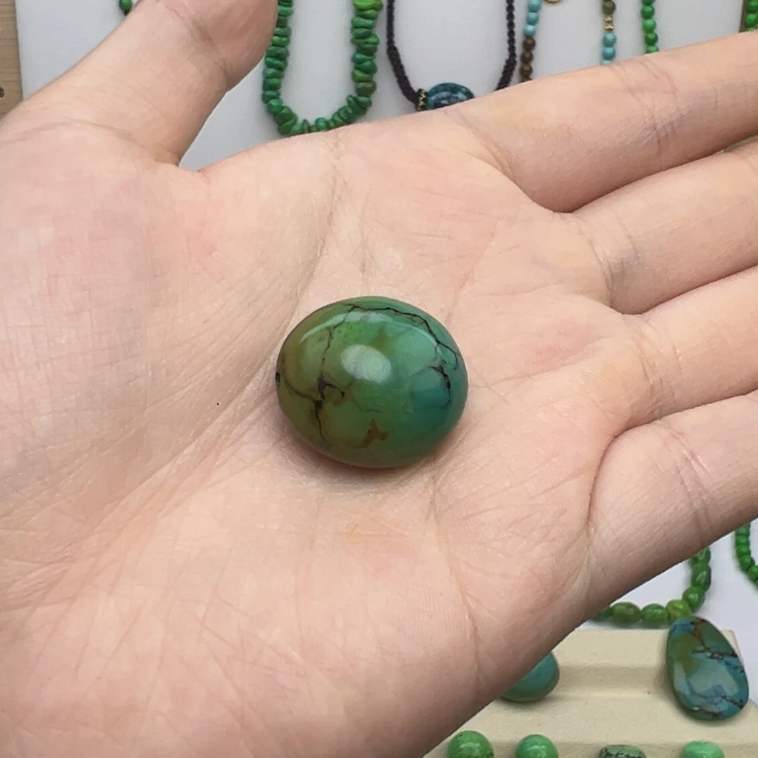 绿松石菜籽黄扁形枣珠