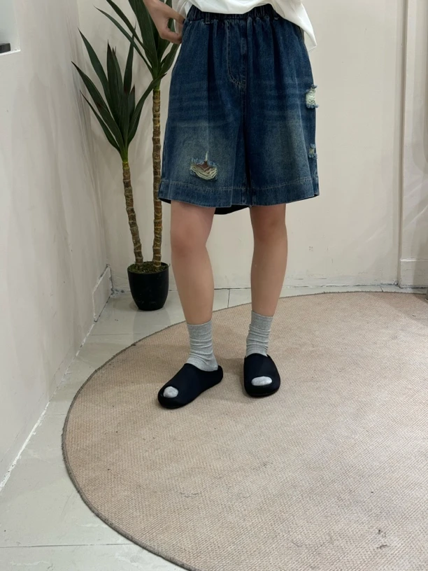 遇见·欧韩女装夏季薄款两色牛仔破洞短裤宽松休闲百搭