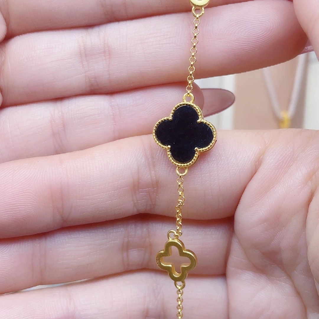 和田玉银S925镀金镶嵌手链