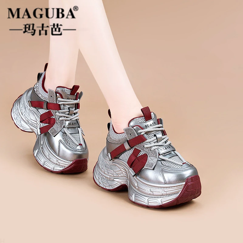 玛古芭轻奢厚底增高老爹鞋女新款百搭轻便潮流爆款休闲时尚运动鞋
