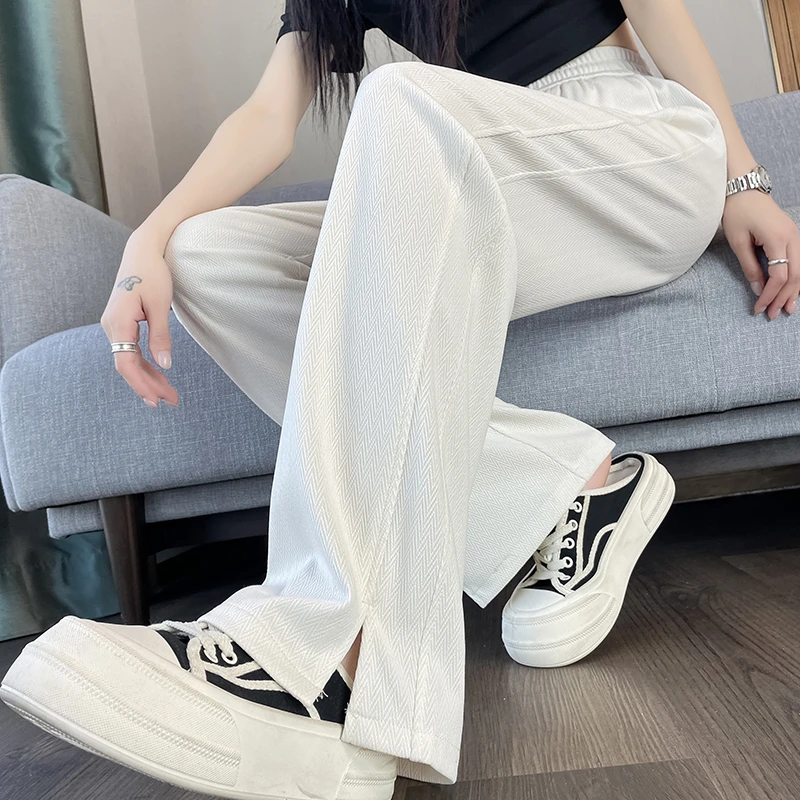 窄版西装阔腿裤女宽松休闲夏冰丝薄款2025新款高腰显瘦垂感直筒裤