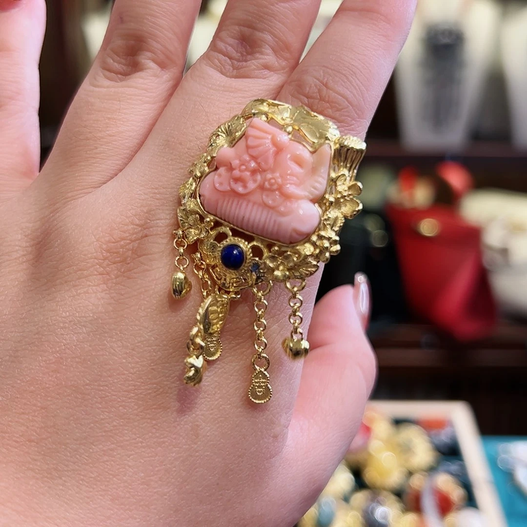 玛瑙戒指/指环银S925镶嵌暗**醺古风