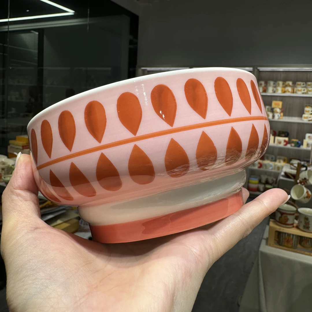 6"手彩缩脚碗（红水滴）