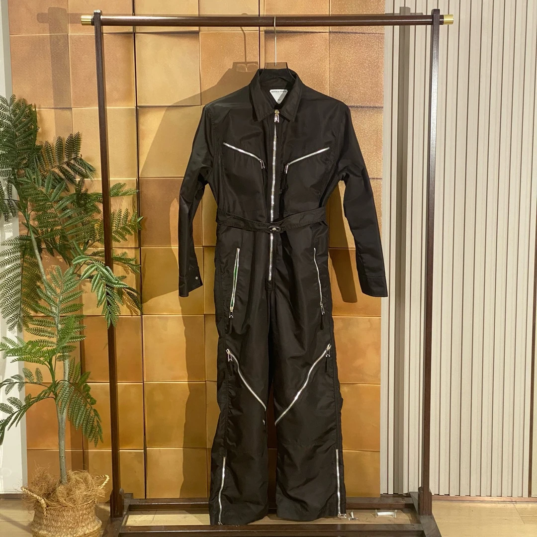 Bottega Veneta黑绿尼龙多拉链连体工装外套/42码/99新/23858
